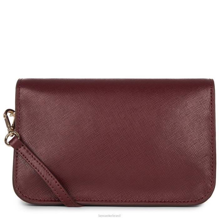 mulheres Lancaster Paris Bordéus bolsa crossbody pequena assinatura saffiano RBF4111
