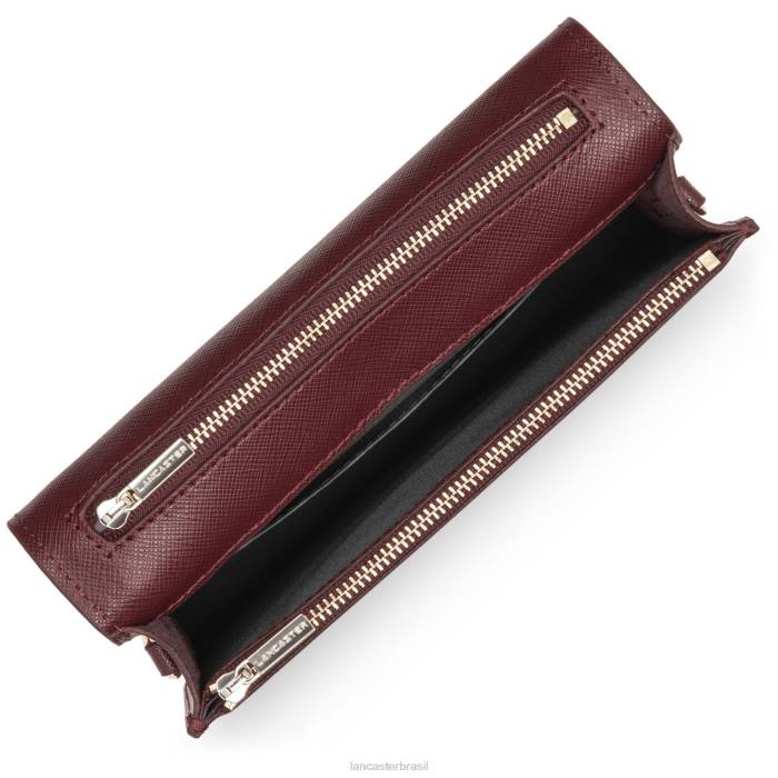 mulheres Lancaster Paris Bordéus bolsa crossbody pequena assinatura saffiano RBF4111