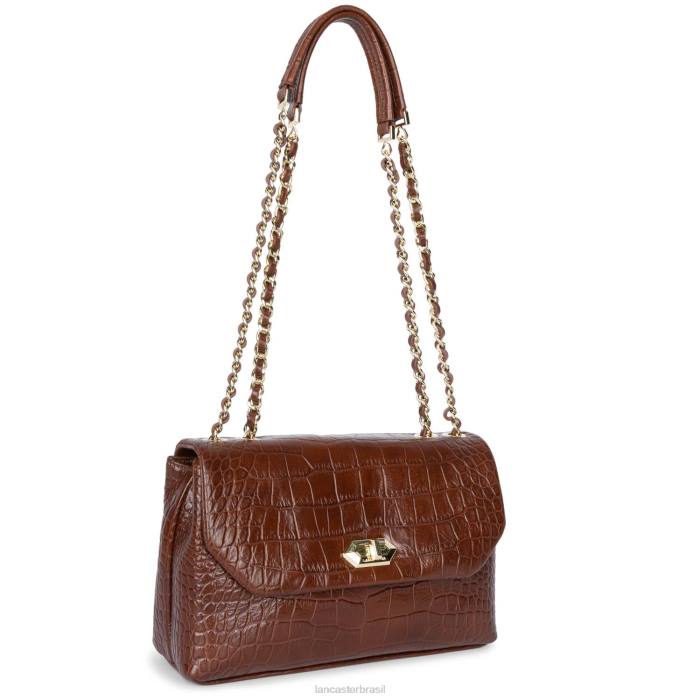 mulheres Lancaster Paris Chataigne bolsa crossbody exótica lezard & croco cn pah23 RBF41482
