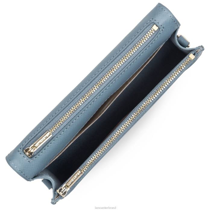 mulheres Lancaster Paris azul ardoise bolsa crossbody pequena assinatura saffiano RBF4114