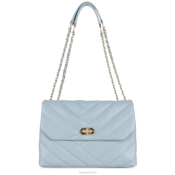mulheres Lancaster Paris azul cendre bolsa crossbody grande matelassê macio RBF42006