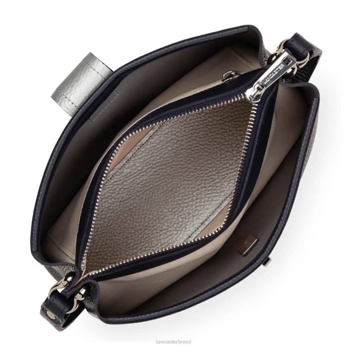 mulheres Lancaster Paris azul fonce-in-argent bolsa crossbody foulonne dupla RBF41505