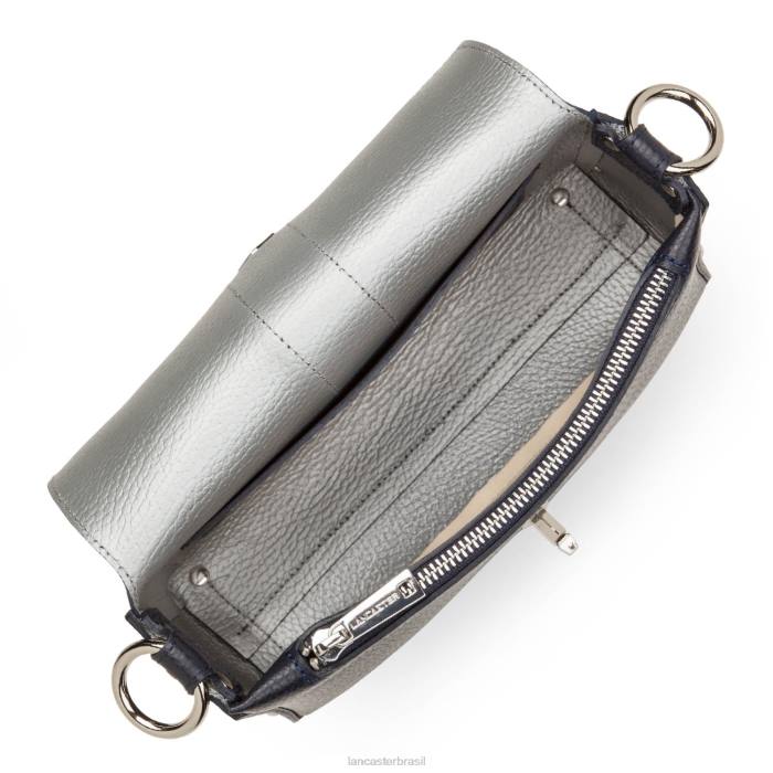 mulheres Lancaster Paris azul fonce-in-argent bolsa crossbody pequena foulonne dupla RBF41443