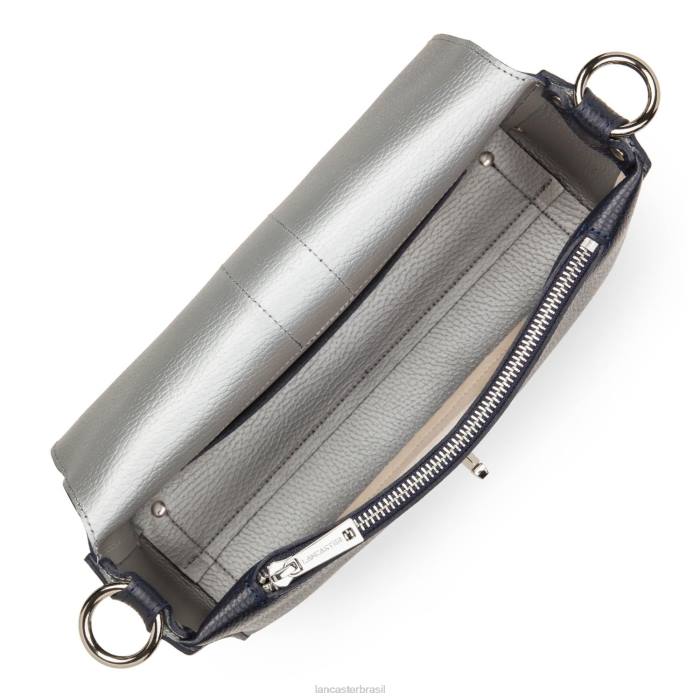 mulheres Lancaster Paris azul fonce-in-argent m bolsa crossbody foulonne dupla RBF41454