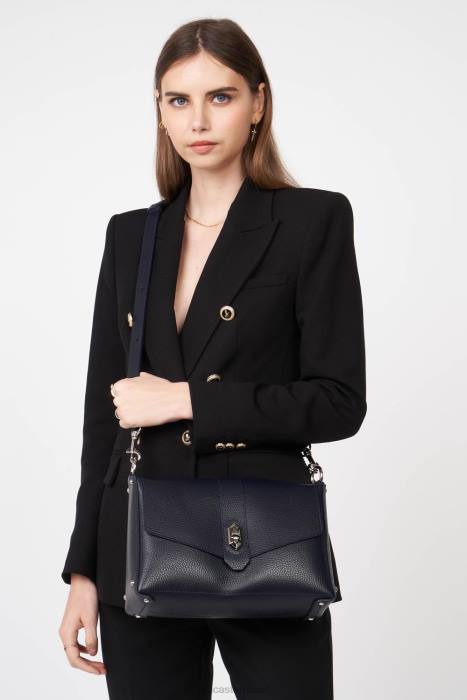 mulheres Lancaster Paris azul fonce-in-argent m bolsa crossbody foulonne dupla RBF41454