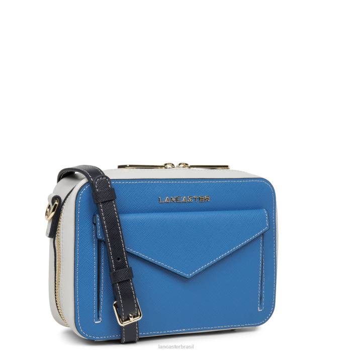 mulheres Lancaster Paris bleu cyan-gris perle-bleu fonce bolsa crossbody assinatura saffiano RBF42104