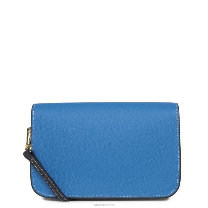 mulheres Lancaster Paris bleu cyan-gris perle-bleu fonce bolsa crossbody pequena assinatura saffiano RBF4117