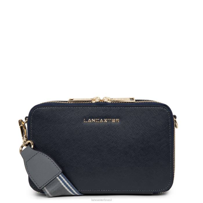 mulheres Lancaster Paris bleu fonce-bleu ardoise-gris bolsa crossbody assinatura saffiano RBF42075