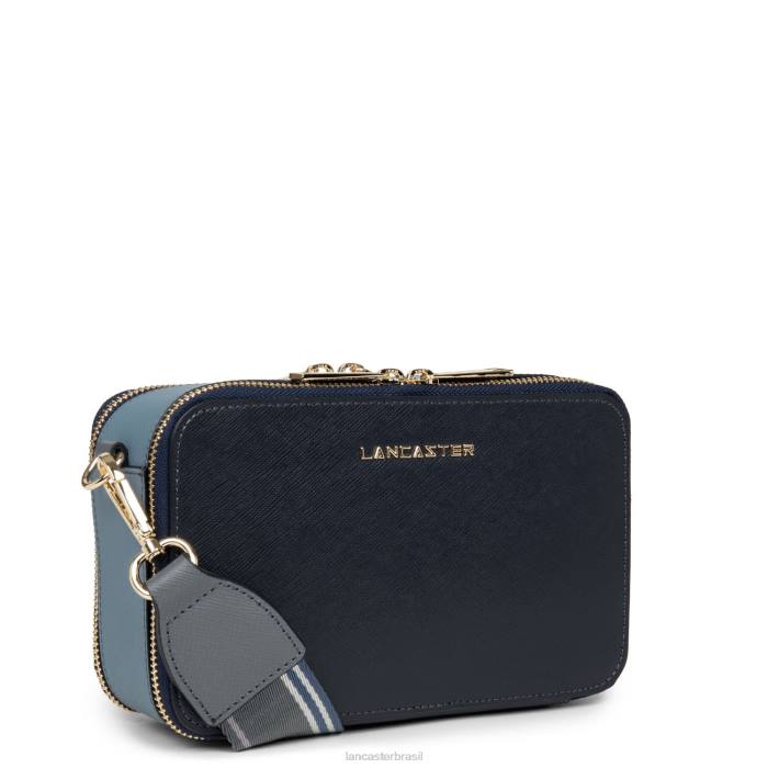 mulheres Lancaster Paris bleu fonce-bleu ardoise-gris bolsa crossbody assinatura saffiano RBF42075