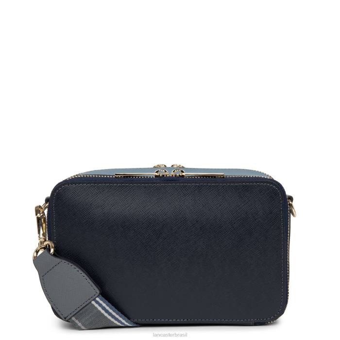 mulheres Lancaster Paris bleu fonce-bleu ardoise-gris bolsa crossbody assinatura saffiano RBF42075