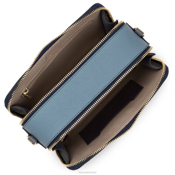 mulheres Lancaster Paris bleu fonce-bleu ardoise-gris bolsa crossbody assinatura saffiano RBF42075