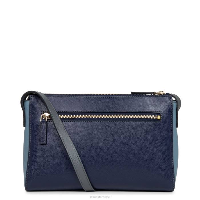 mulheres Lancaster Paris bleu fonce-bleu ardoise-gris bolsa crossbody assinatura saffiano RBF42092