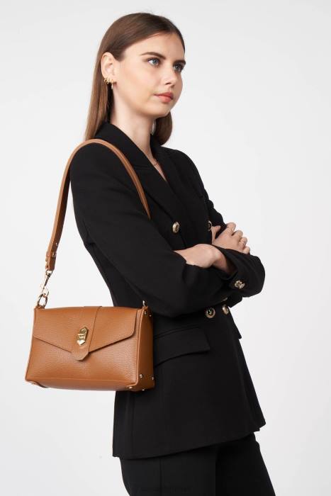 mulheres Lancaster Paris camelo em laranja bolsa crossbody pequena foulonne dupla RBF41444