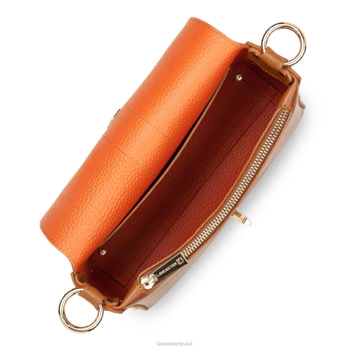 mulheres Lancaster Paris camelo em laranja bolsa crossbody pequena foulonne dupla RBF41444