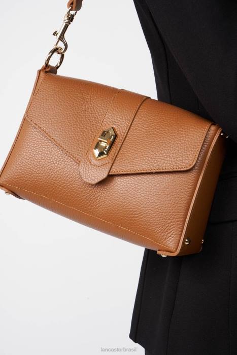 mulheres Lancaster Paris camelo em laranja bolsa crossbody pequena foulonne dupla RBF41444