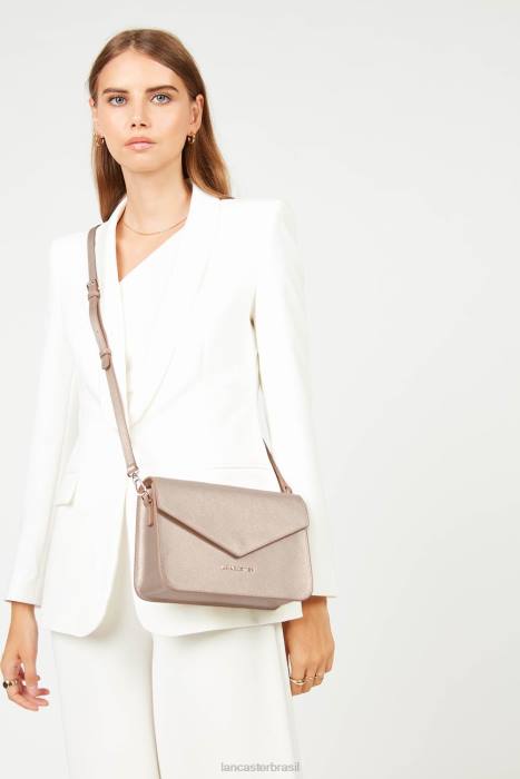 mulheres Lancaster Paris champanhe bolsa crossbody assinatura saffiano RBF42110