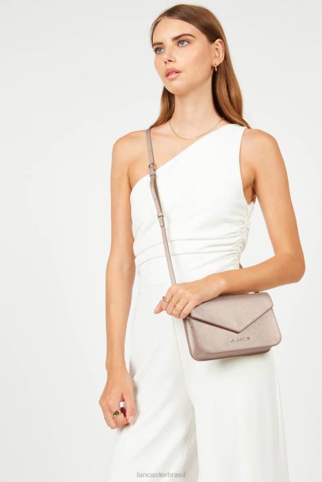mulheres Lancaster Paris champanhe bolsa crossbody pequena assinatura saffiano RBF4110