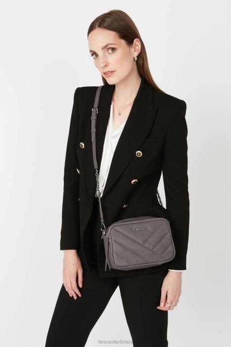 mulheres Lancaster Paris cinza bolsa crossbody caviar matelassê RBF42000