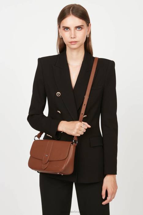 mulheres Lancaster Paris conhaque bolsa crossbody com gravata macia RBF41559