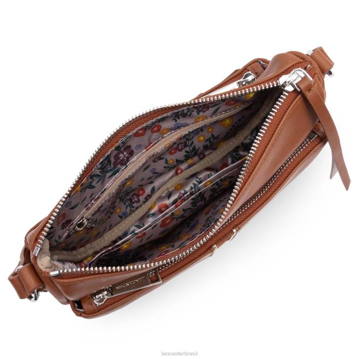 mulheres Lancaster Paris conhaque bolsa crossbody pequena melodia suave RBF41964