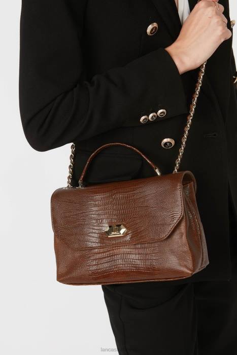 mulheres Lancaster Paris conhaque-lezard bolsa crossbody exótica lezard & croco cn pah23 RBF41484