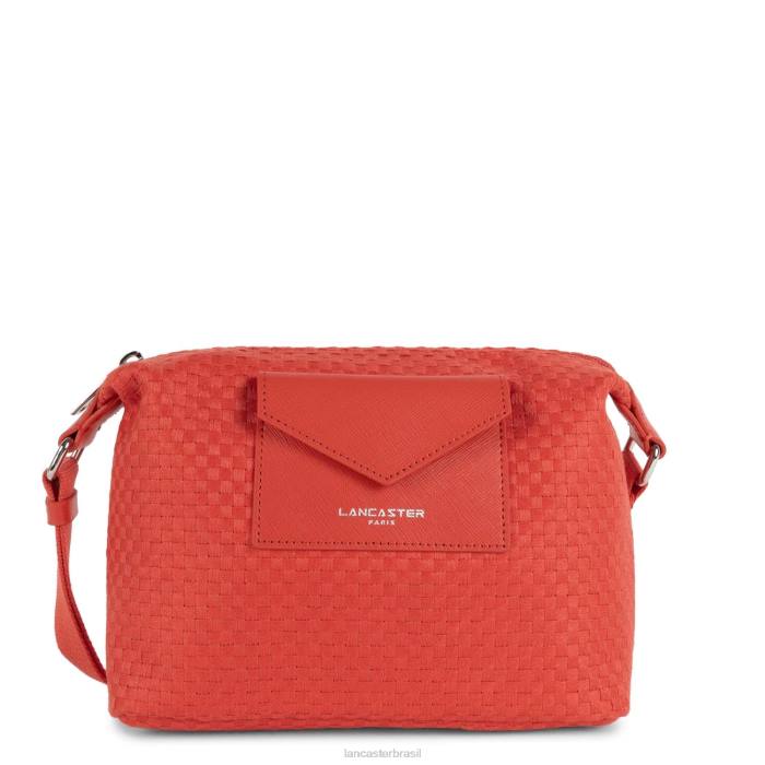 mulheres Lancaster Paris coral bolsa crossbody real damier tresse RBF42135