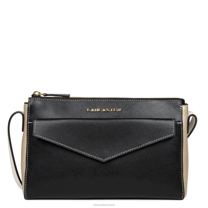 mulheres Lancaster Paris noir-champanhe-marfim bolsa crossbody assinatura saffiano RBF42091