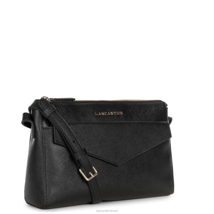 mulheres Lancaster Paris preto bolsa crossbody assinatura saffiano RBF42084