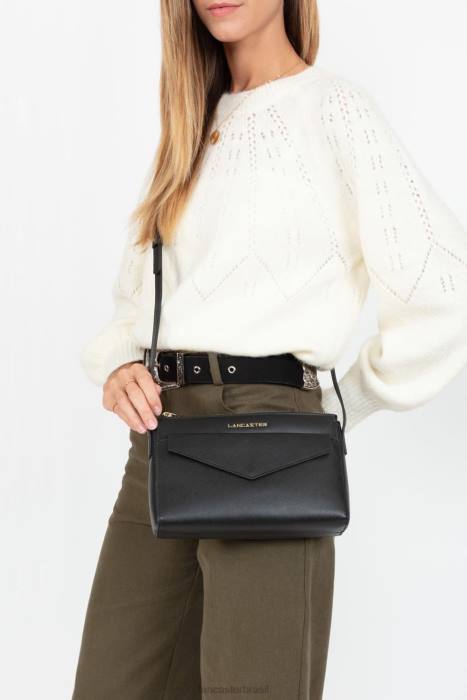 mulheres Lancaster Paris preto bolsa crossbody assinatura saffiano RBF42084