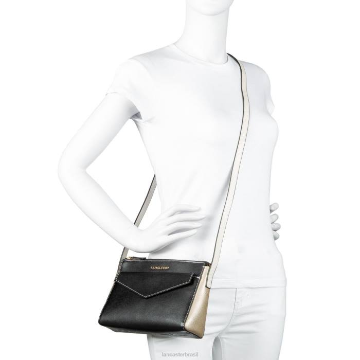 mulheres Lancaster Paris preto bolsa crossbody assinatura saffiano RBF42084