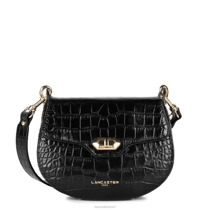 mulheres Lancaster Paris preto bolsa crossbody exótica croco cn RBF42181