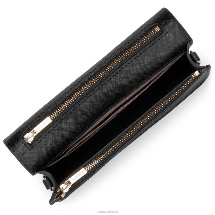 mulheres Lancaster Paris preto bolsa crossbody pequena assinatura saffiano RBF4103