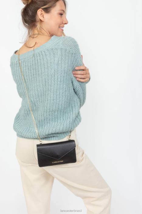 mulheres Lancaster Paris preto bolsa crossbody pequena assinatura saffiano RBF4126