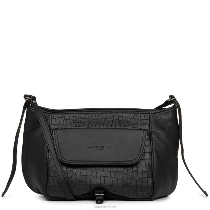 mulheres Lancaster Paris preto croco bolsa crossbody macia vintage nova RBF41939