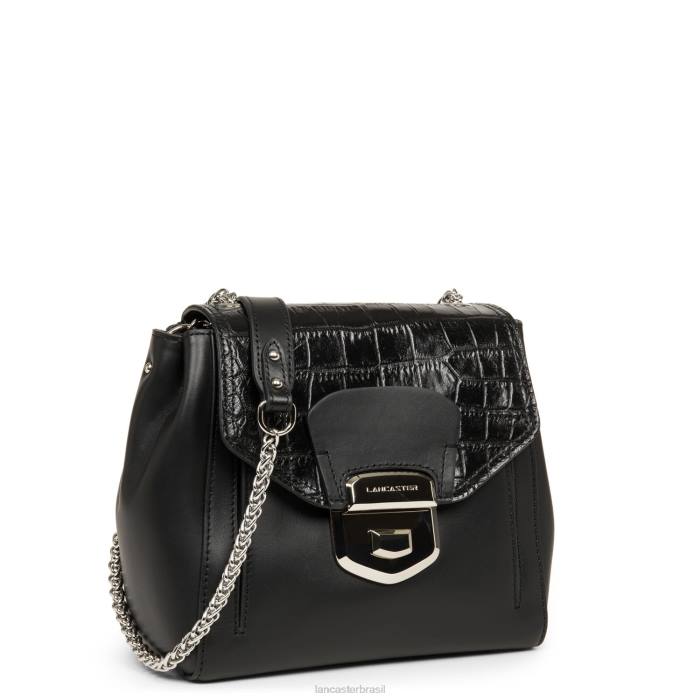 mulheres Lancaster Paris preto croco bolsa crossbody parisienne sophia RBF42347