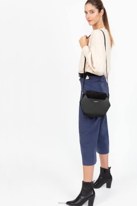 mulheres Lancaster Paris preto m bolsa crossbody lisa ruche RBF42206
