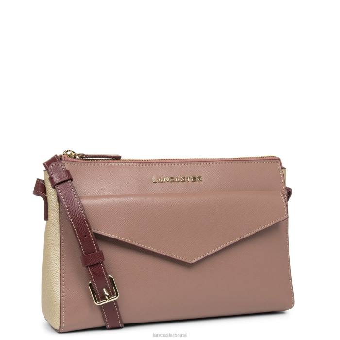 mulheres Lancaster Paris rosa antigo-champanhe-bordéus bolsa crossbody assinatura saffiano RBF42087