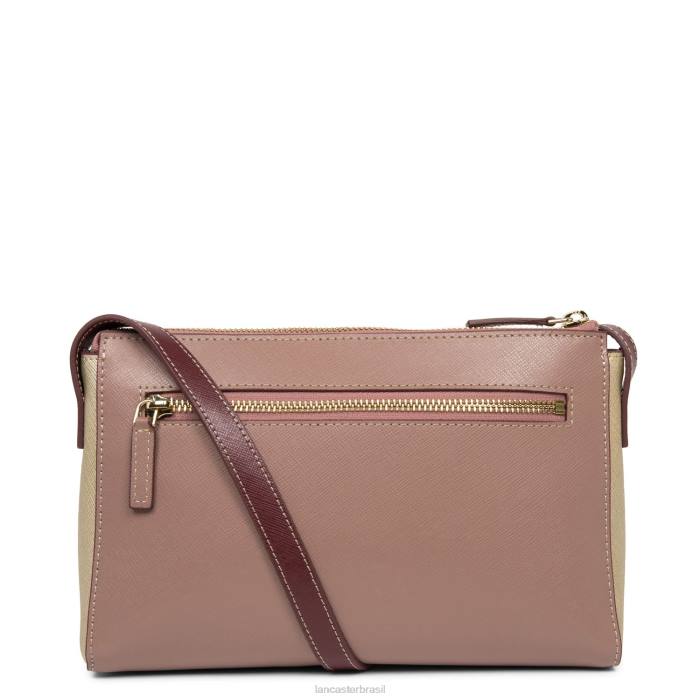 mulheres Lancaster Paris rosa antigo-champanhe-bordéus bolsa crossbody assinatura saffiano RBF42087