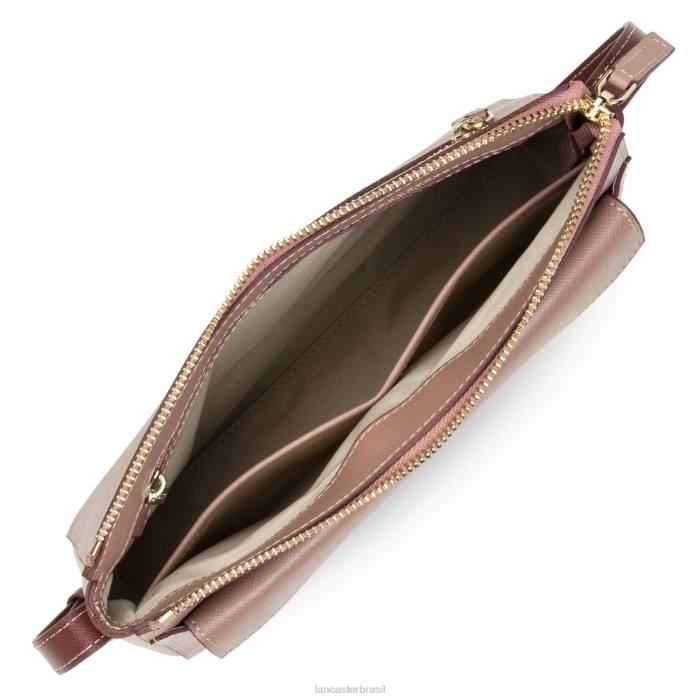 mulheres Lancaster Paris rosa antigo-champanhe-bordéus bolsa crossbody assinatura saffiano RBF42087