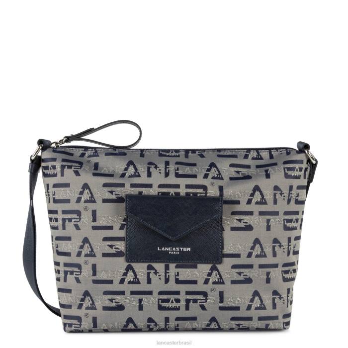 mulheres Lancaster Paris azul fonce bolsa de ombro com logotipo kba RBF43921
