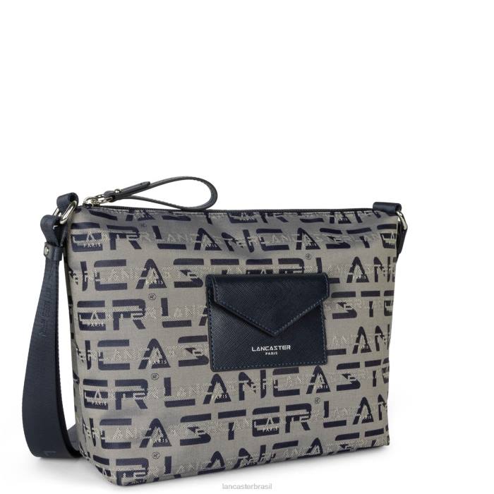 mulheres Lancaster Paris azul fonce bolsa de ombro com logotipo kba RBF43921