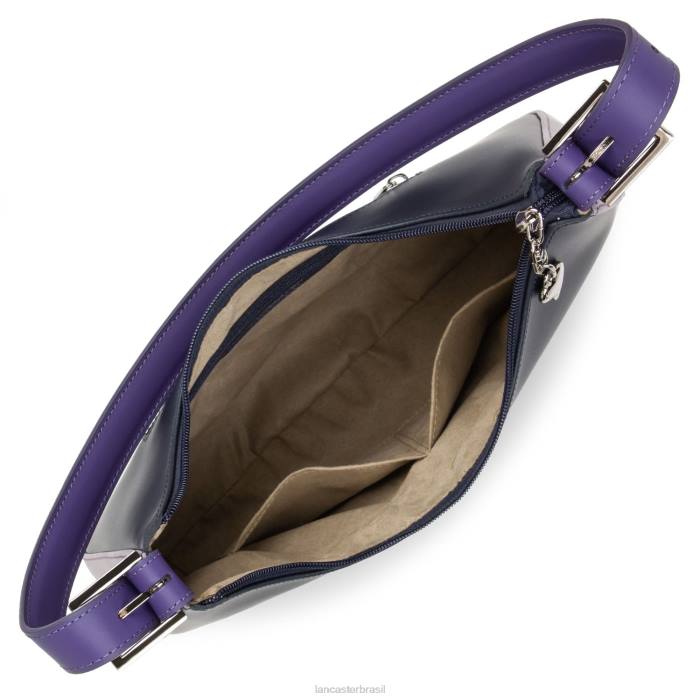 mulheres Lancaster Paris azul fonce-malva-violeta bolsa de ombro lisa RBF44400