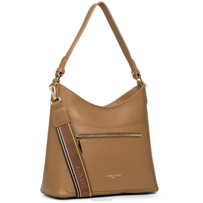 mulheres Lancaster Paris camelo noir bolsa de ombro foulonne dupla RBF44351