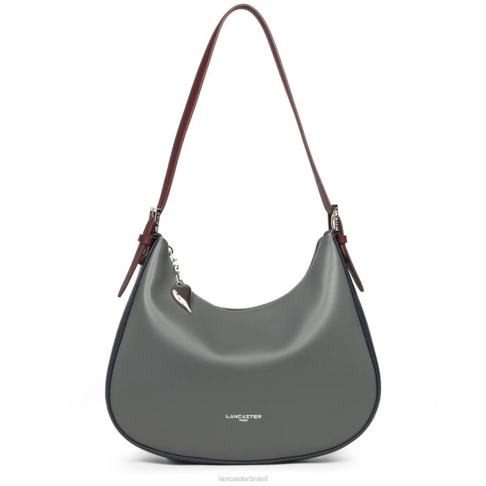 mulheres Lancaster Paris gris bleu fonce-bordeaux bolsa de ombro lisa RBF44396