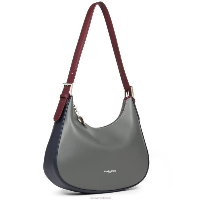 mulheres Lancaster Paris gris bleu fonce-bordeaux bolsa de ombro lisa RBF44396