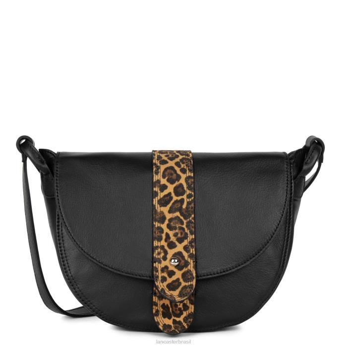 mulheres Lancaster Paris leopardo noir bolsa de ombro macia vintage RBF44381