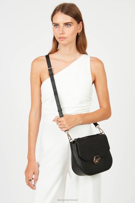 mulheres Lancaster Paris preto bolsa tiracolo delphino RBF43859
