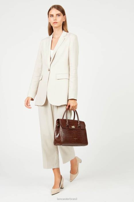 mulheres Lancaster Paris Chataigne bolsa exótica lezard & croco cn RBF43271