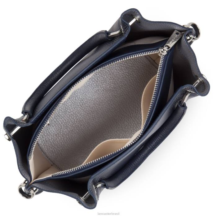 mulheres Lancaster Paris azul fonce-in-argent m bolsa foulonne dupla RBF42974
