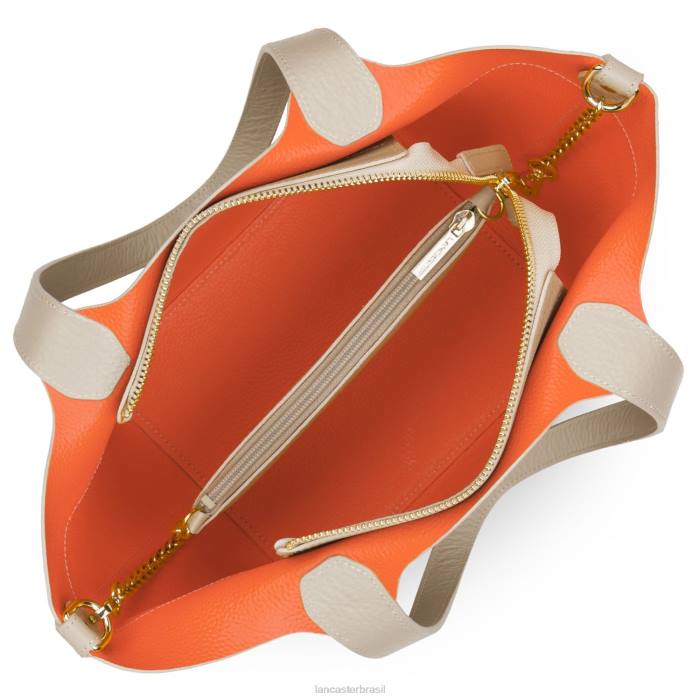 mulheres Lancaster Paris bege-em-laranja bolsa foulonne dupla RBF43676